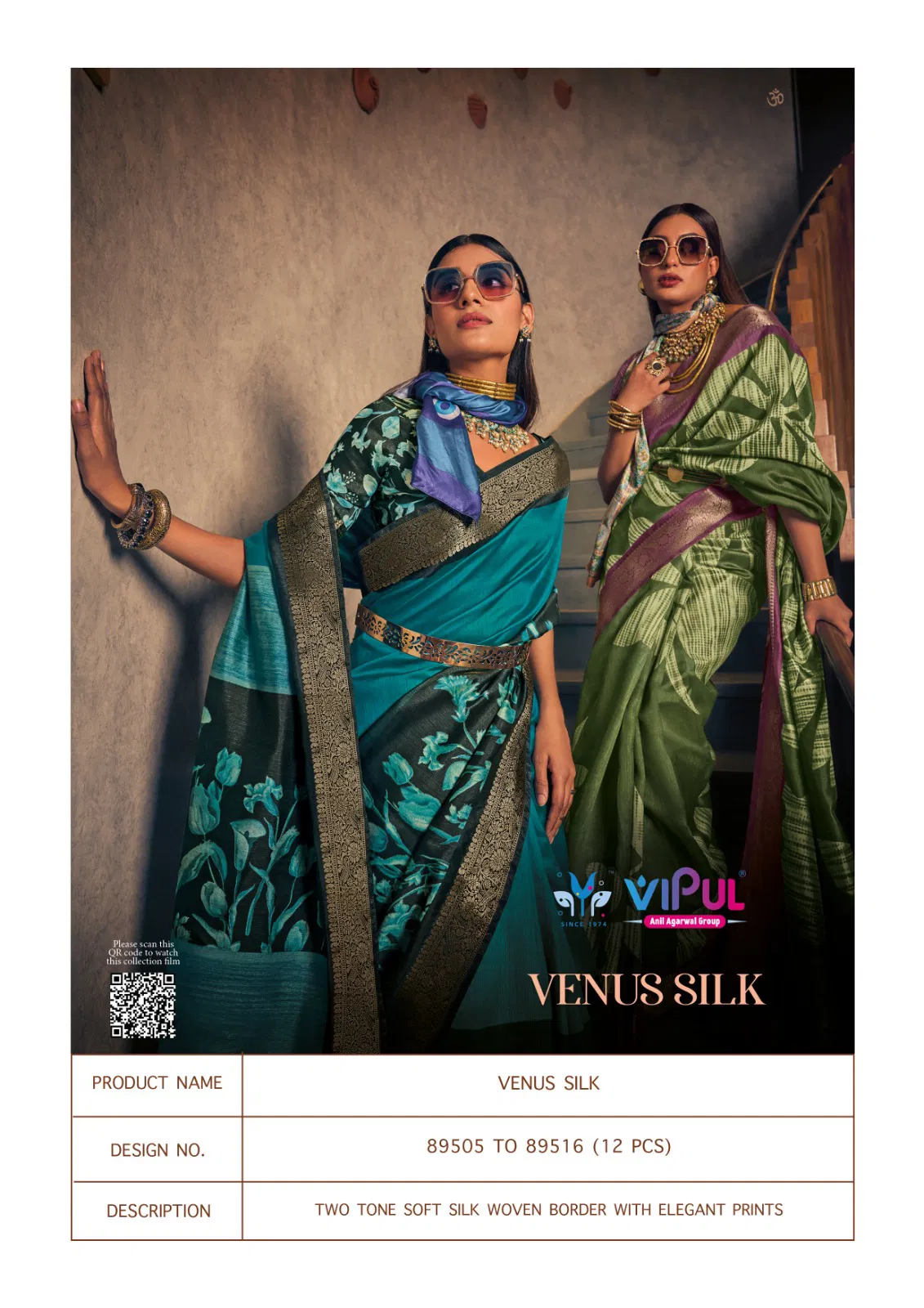 Venus Silk By Vipul Two Tone Silk Woven Border Saree Wholesalers In Delhi
